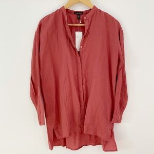 Eileen Fisher Organic Handkerchief Linen Mandarin Collar Shirt